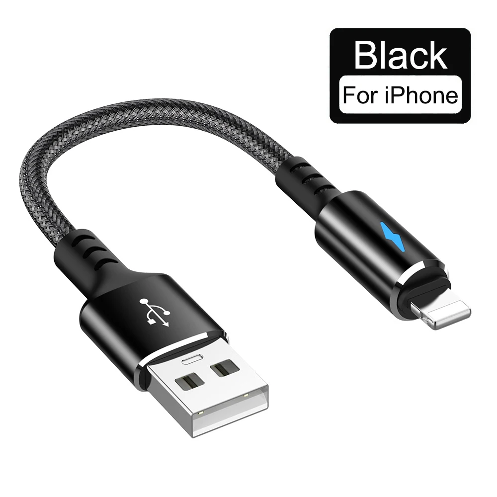 Cable de datos USB ultracorto para iPhone, Cable de carga rápida de 25cm A  8 pines, Cable de iluminación para iPhone 14, 13, 12, 11 Pro - AliExpress