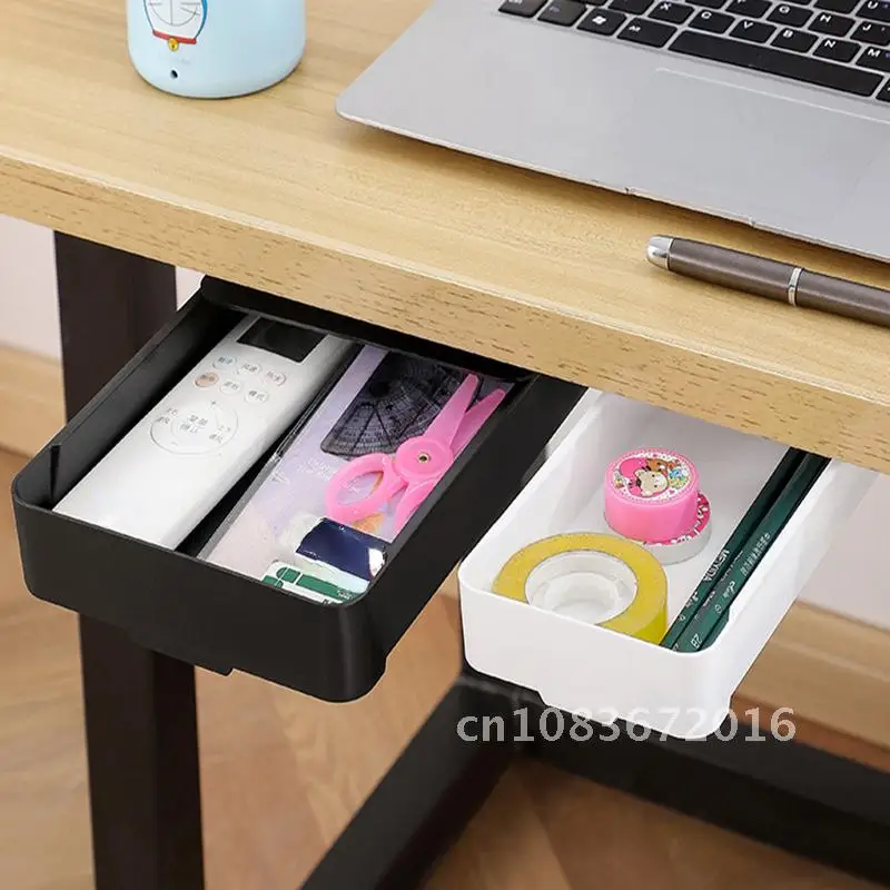 

Drawer Type Storage Box Under The Desk Desktop Organizer Office Desk Student Stationery Box Invisible drawer organizer