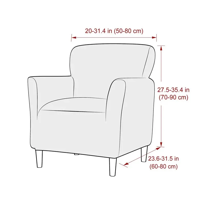 WaterRepellent Armchair Slipcover for LIving Room Elastic Spandex Square Tub Single Chair Sofa Sover Bedroom Office Bar Counter