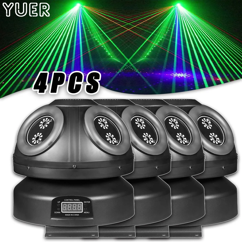 

4PCS Laser Projector Beam Gobo Effect RGB Light Strip infinite Rotate Head Stage Lighting For Dj Disco Indoor Dance Party Show