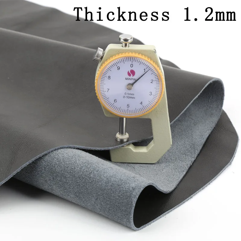 Dark Gray European Soft Oil Wax Cowhide Leather - 1.2mm Thickened Premium Material