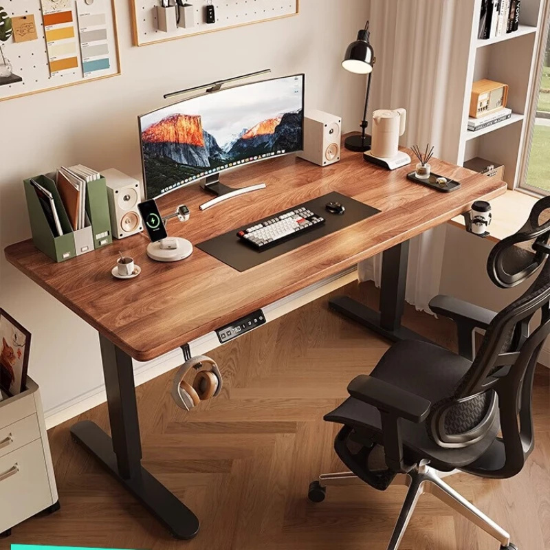 Solid wood home electric height-adjustable, smart computer, adjustable simple table, study and work office desk