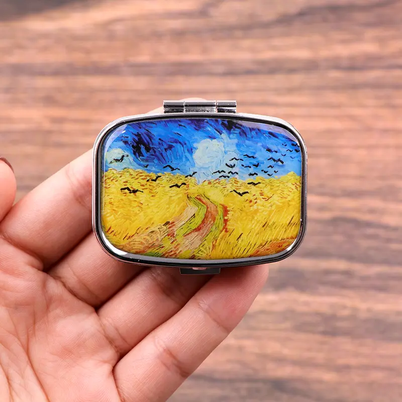 Van Gogh Art Mini Pill Box 2-Compartment Medicine Pill Organizer Household Portable Medicine Storage Box Travel Jwelery Gift - Image 12