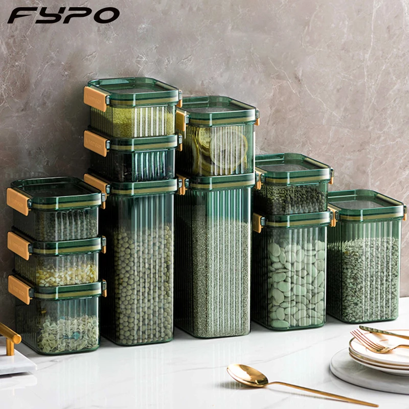 PP Food Storage Box Plastic Clear Container Set with Pour Lids Kitchen  Storage Bottles Jars Dried Grains Tank 1.9L-2.5L - AliExpress