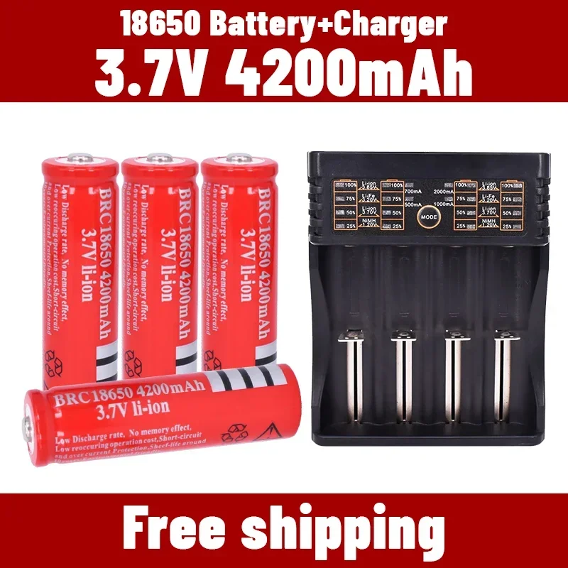 

Free Shipping Rechargeable Battery 100% Original Lithium-ion 18650 3.7 V 4200 Mah 18650 EvreFire Flashlight Battery+charger