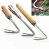 1PC Long Wood Handle Stainless Steel Garden Weeder Hand Weeding Removal Cutter Puller Tools Multifunction Weeder Transplant 2