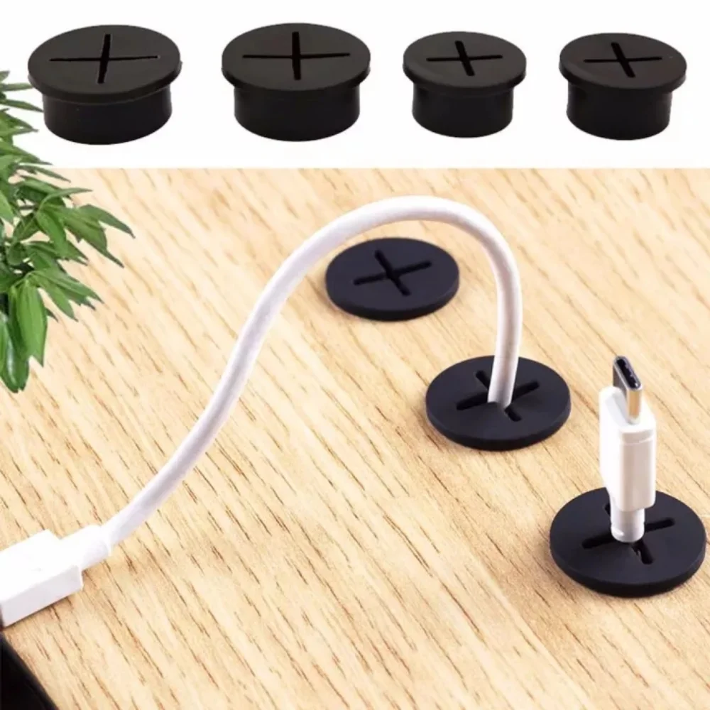 Round Flexible Silicone Cable Cord Grommet Rubber Grommets Table TV Console Hole Cover Wire Organizer for Desktop Cable Pass