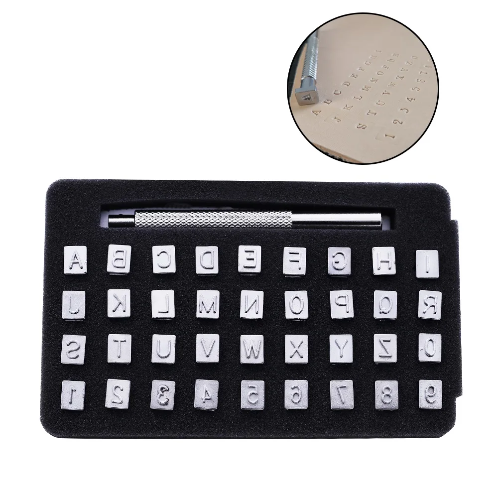 Alphabet number stamp set 3mm/6mm Steel Alphabet Number Stamp Punch Set Leather Craft Stamp Tools Leather carving seal craft Stamps
