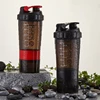 3 Layers Shaker Protein Bottle Powder Shake Cup Large Capacity Water Bottle Plastic Mixing Cup Body-Building Exercise Bottle 5
