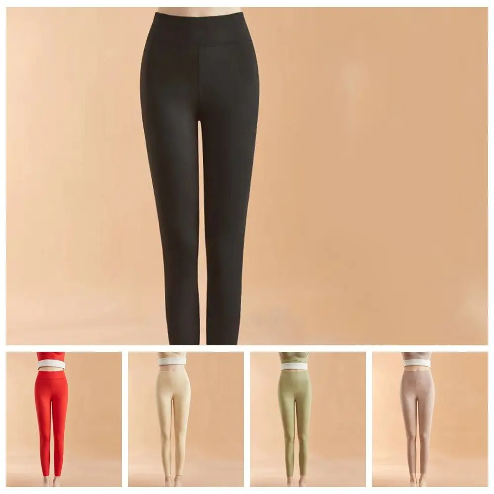 Solid Color Winter Plush Leggings Warm Tight Stretch Pants Velvet Women Leggings Seamless Thermal Socks Yoga Pants Indoor