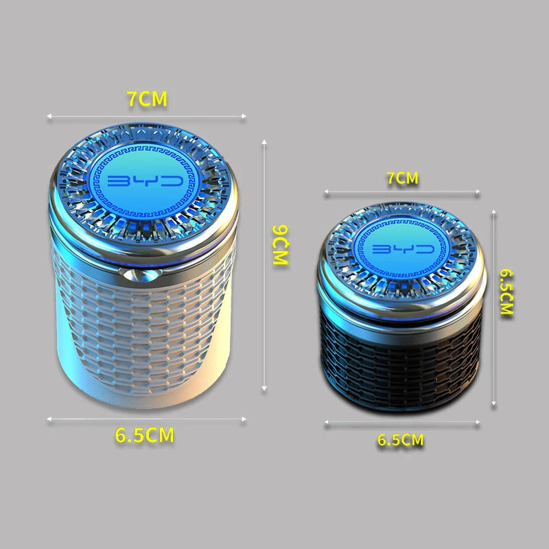 BYD Atto 3 E6 Tang F3 Song F3R Qing Yuan I3 S7 G3 M6 L3 D1 S6 용 LED 조명 장착 휴대용 재떨이, 맞춤형 로고