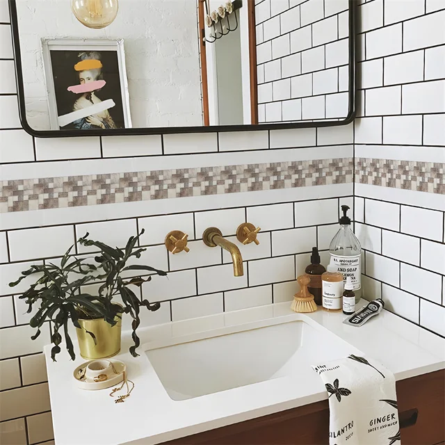 Bordo Carta Da Parati Mosaico Blu - Adesivo Rimovibile 10x500 Cm, PVC Impermeabile Per Cucina/Bagno - Foto 14