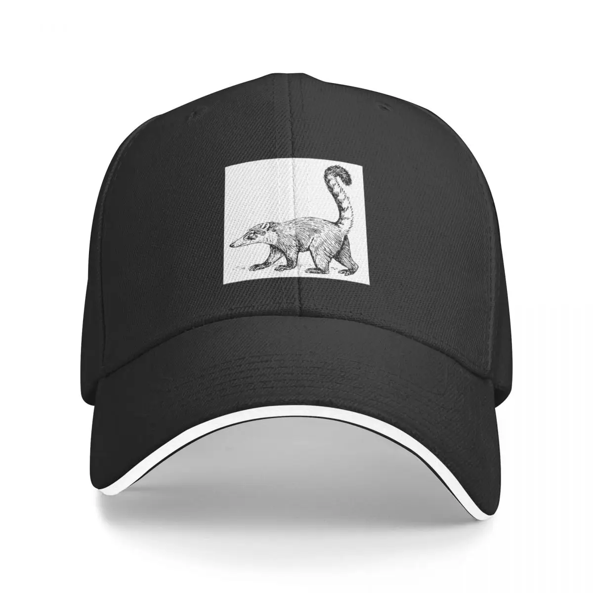 

Coati in black and white background Baseball Cap Luxury Brand Anime Hats Man Women's