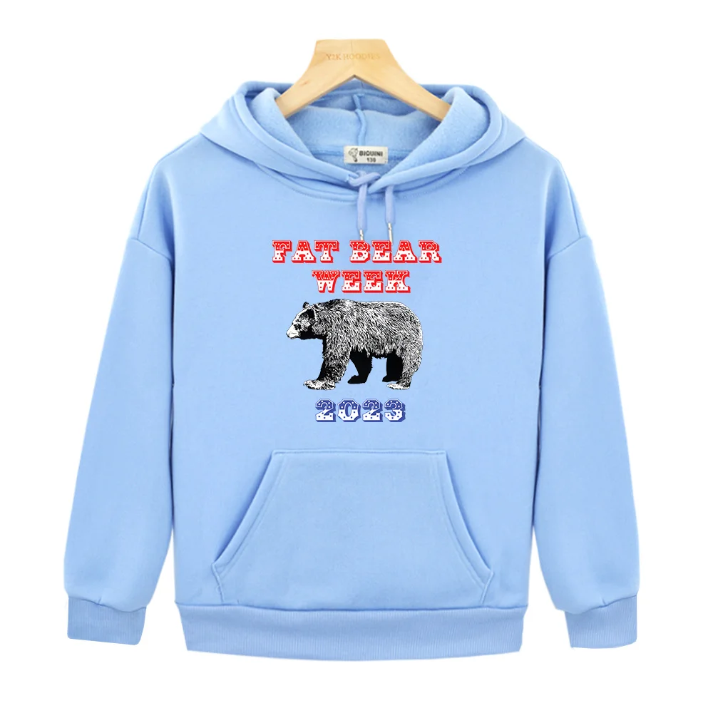 

Fat Bear Week Cute Print Hoodies Autumn/Winter Warm Hooded Sweatshirts Kawaii Cartoon Boys Girls Soft Clothing Sudaderas Casual
