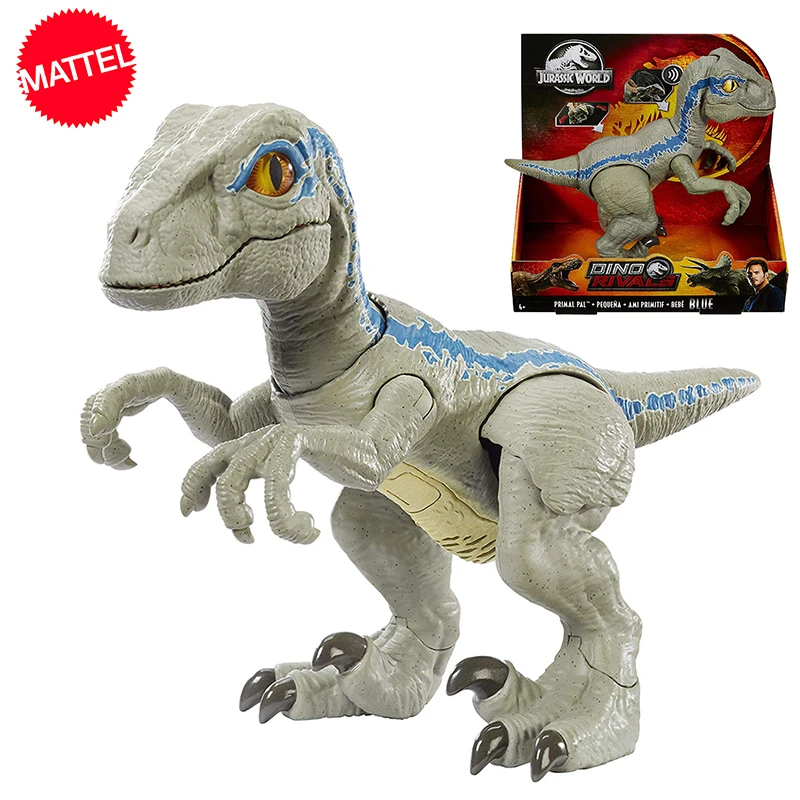 

Original Mattel Jurassic World Baby Blue Dinosaur Figure Anime Dino Velociraptor Toys for Children Action Movie Sound Effect Set