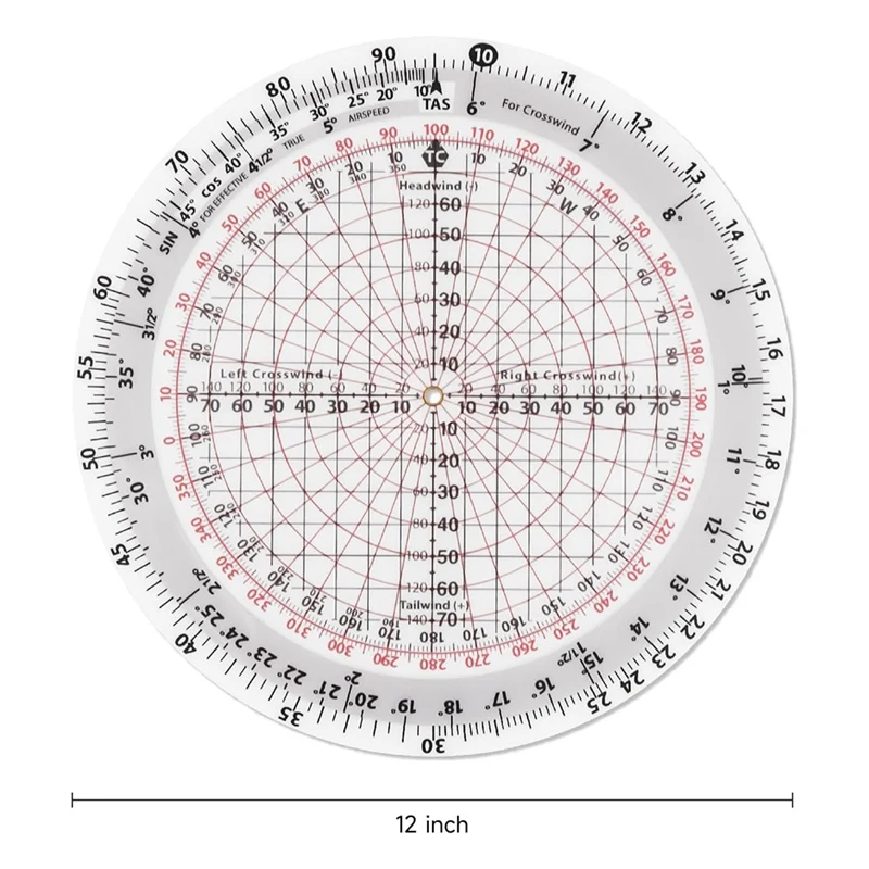 DIDI Diameter Circular Flight Computer, Flight Computer Calculator Standard Training Student Use IFR VFR