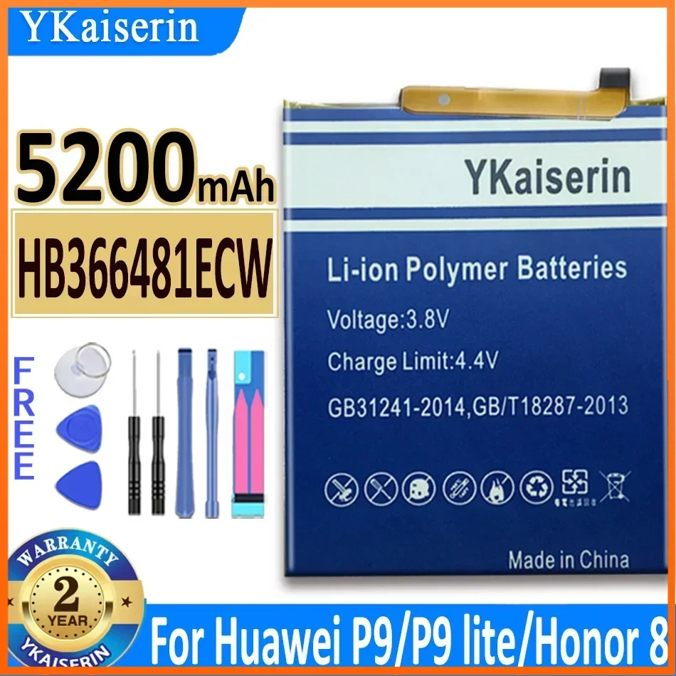 

YKaiserin HB366481ECW 5200mAh Battery for Huawei P8 P9 /p9 Lite Honor 8 P10 Lite Y6 II P8 2017 P20 Lite Honor 5C Ascend P9