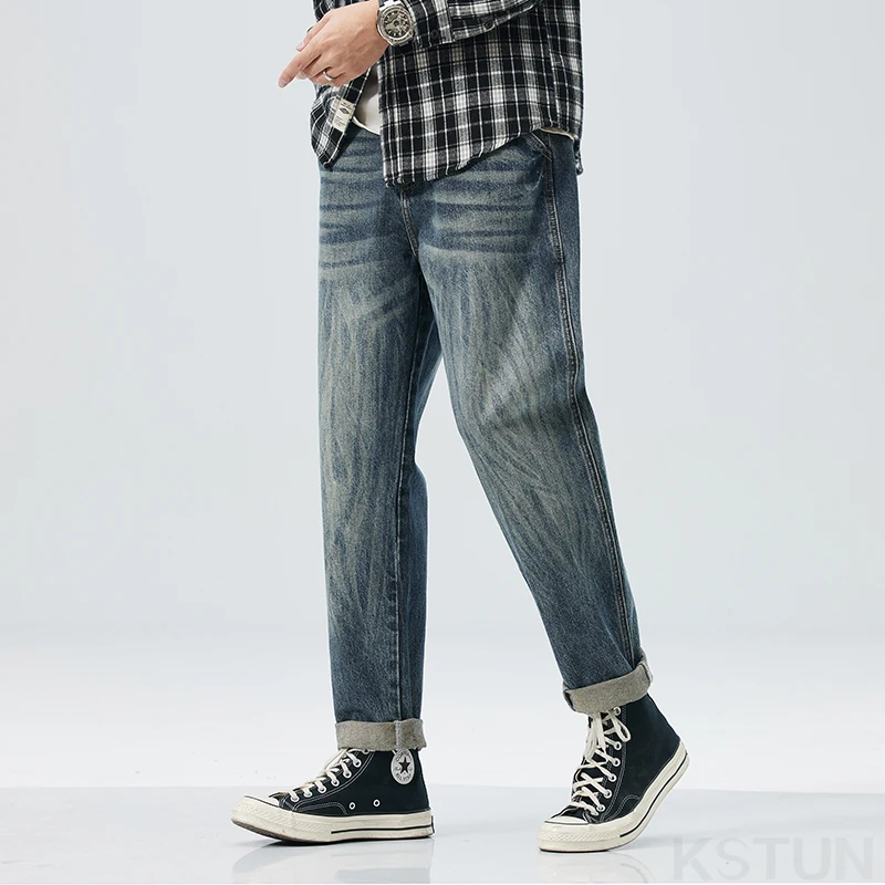 KSTUN Mens Vintage Baggy Pants Men Harem Jeans Loose Fit Casual Streetwear Spring and Autumn Men's