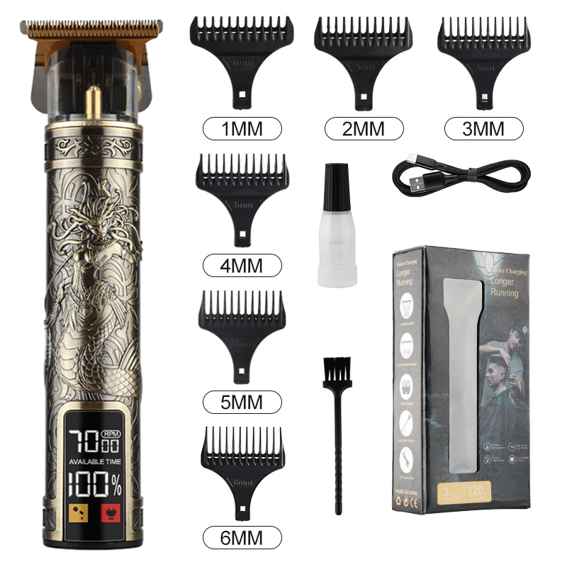 

T9 LCD Electric Hairdresser Oil Shaving Head Electric Pusher Carving Electric Pusher Clipper Hair Precision Trimmer for Men Care