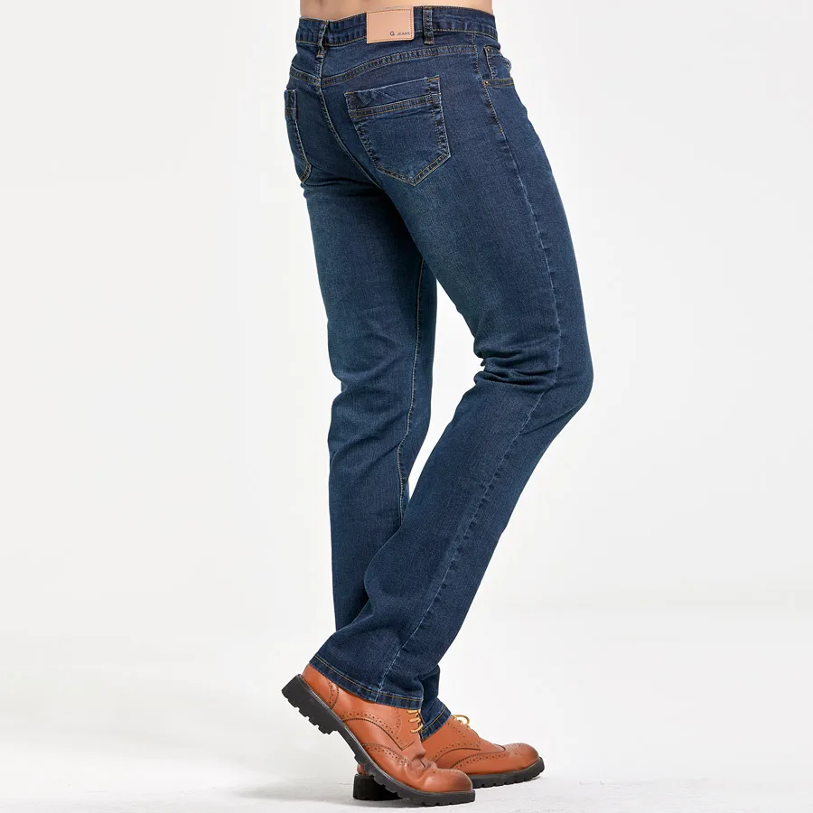 Men's Classic Slim Fit Straight Jeans Casual Stretch Denim Pants Fashion Blue Trousers 3