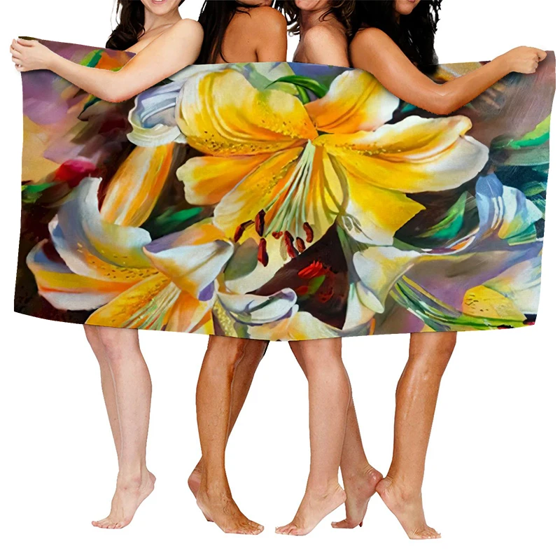 Home bath towels for the body towels bathroom quick drying microfiber beach towel Oil painting style man large sports towel 6