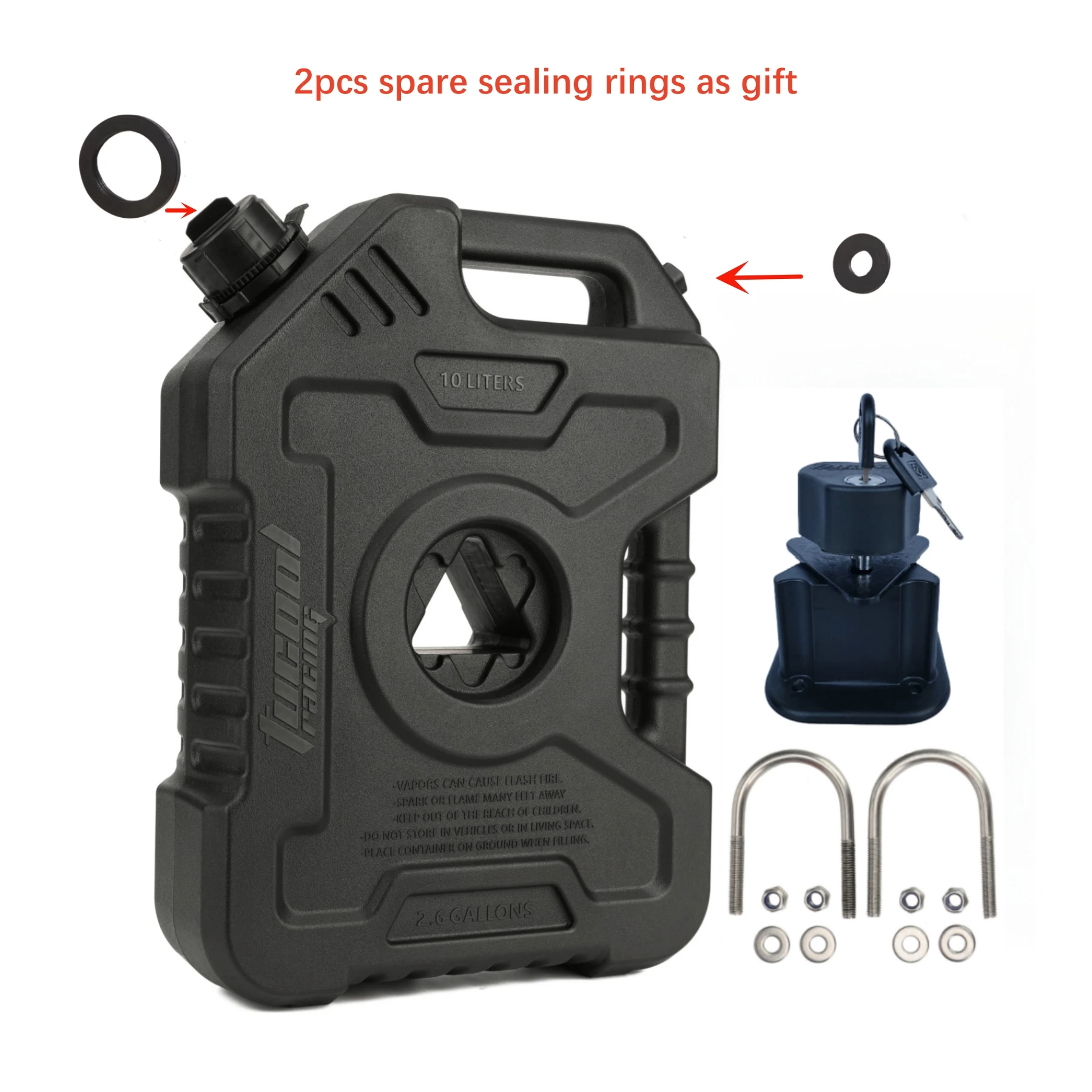 Tucool Racing 10L Reserve Fuel Tank Backup Jerrycan Fuel Can Portable Gas Tank for Motorcycles SUV ATV UTV Cars Boat Offroad