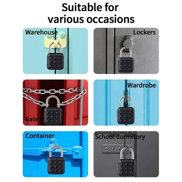 ABDE-Tuya Padlock Password Electronic Lock Keyless Quick Unlock Anti Theft Padlock IP67 Waterproof Home Securit Lock 3
