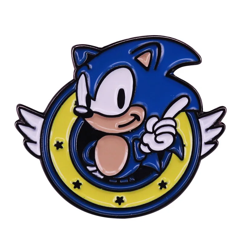 thumbnail image 1 of 1 juego de broches de Sonic de colección de juegos clásicos, alfiler de esmalte de dibujos animados, insignias para ropa, mochilas, accesorios, lindos alfileres de solapa, joyas, regalos, 1 of 4