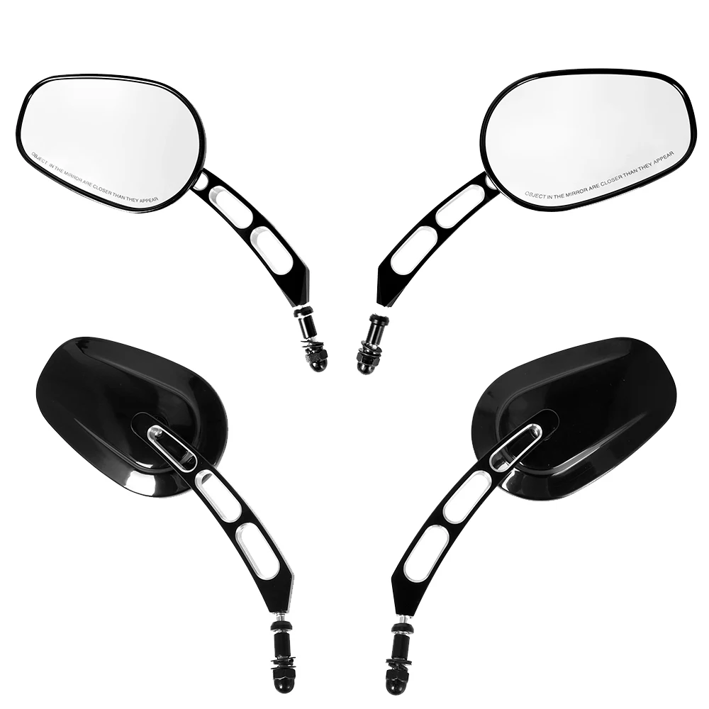 Rétroviseurs Moto 8 Mm - Compatibles Harley Touring, Sportster, Dyna, Softail - Noir Ou Chrome