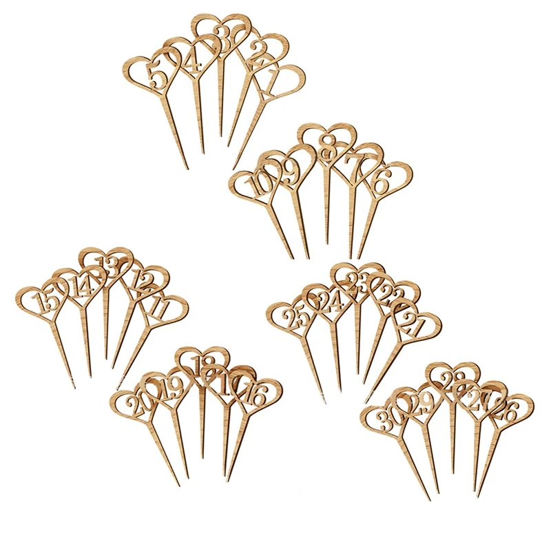 1-30 Love Hollow Digital Flower Seat Card Wooden Wedding Flower Place Card Wooden Wedding Table Number Durable Easy To Use