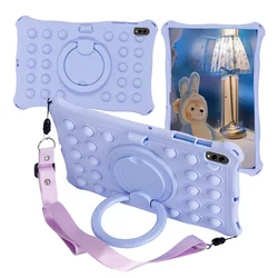 Durable Soft Bubble Tablet Case with Stand and Shoulder Strap - S9 FE Plus 12.4 inch (Purple - strap)
