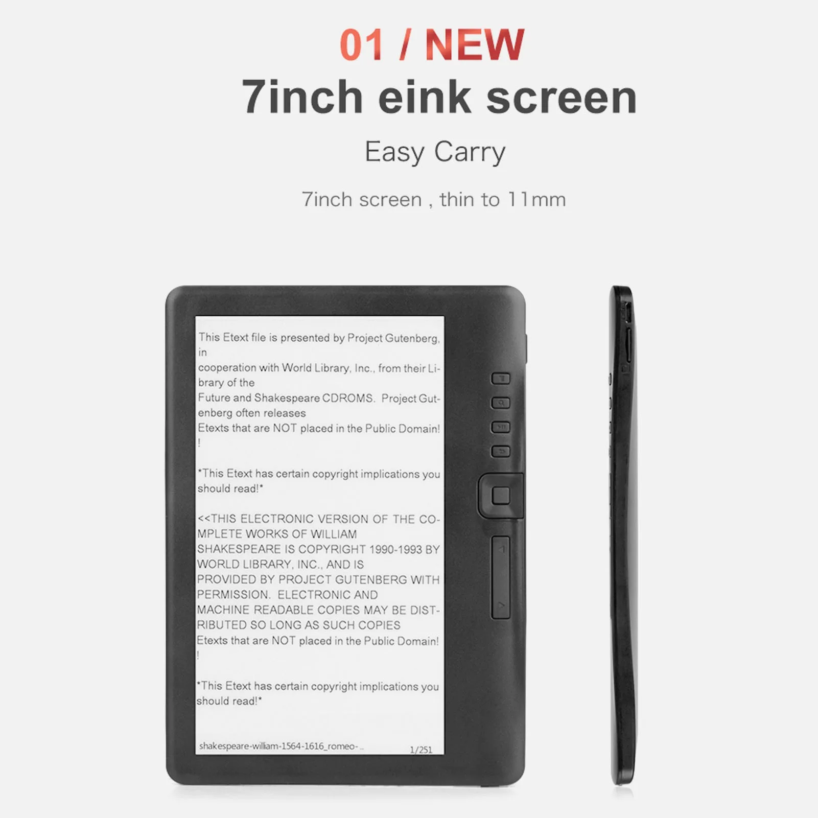 EReader7inColorTFTLCD169ScreenHD800x480380MHzBlack