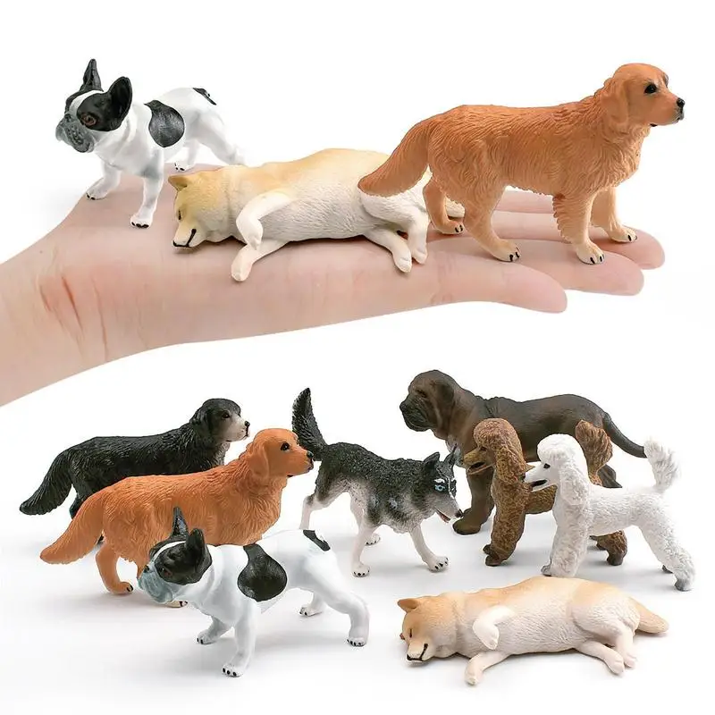 Realistyczne figurki psów PVC solidne Model psa figurki dla szczeniąt zabawki prezent na Boże Narodzenie urodziny dekoracja domu dla małych dzieci