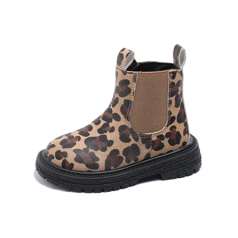 Children Boots Kids Boots Leopard Prints Classic Little Boys Ankle Boots Side Zipper Fashion Classic Unisex Girls Rubber Breathable Warm
