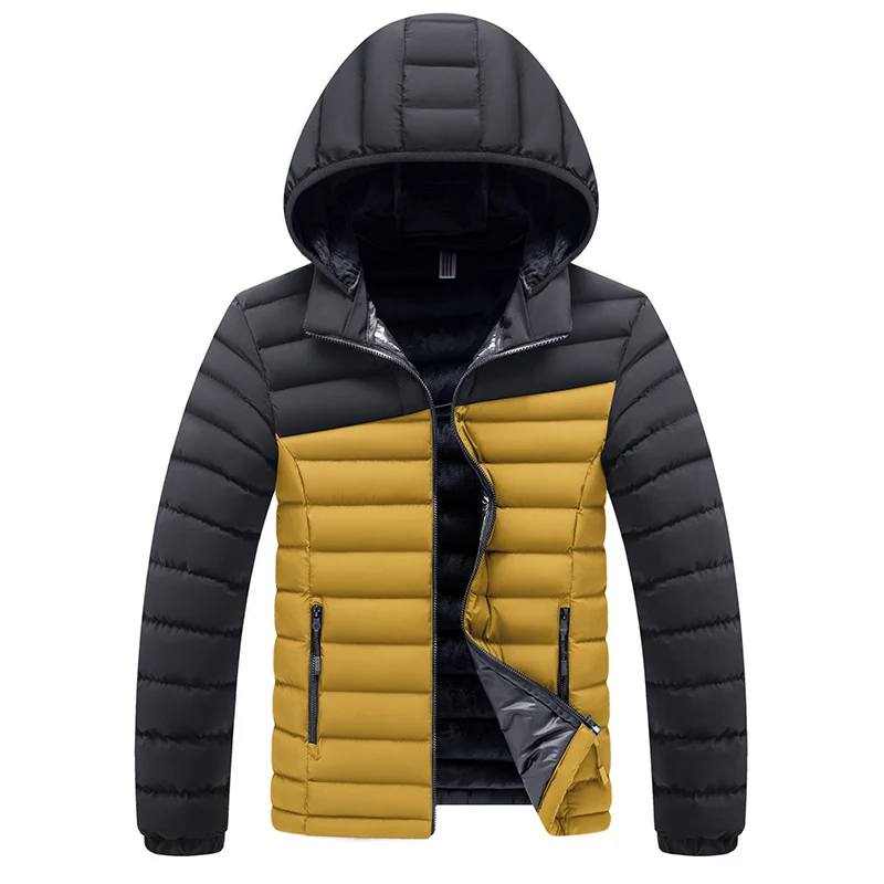 Male Puffer Jacket Winter Patchwork Thick Outdoor Windproof Waterproof Hooded Coat Parka Jackets Mens