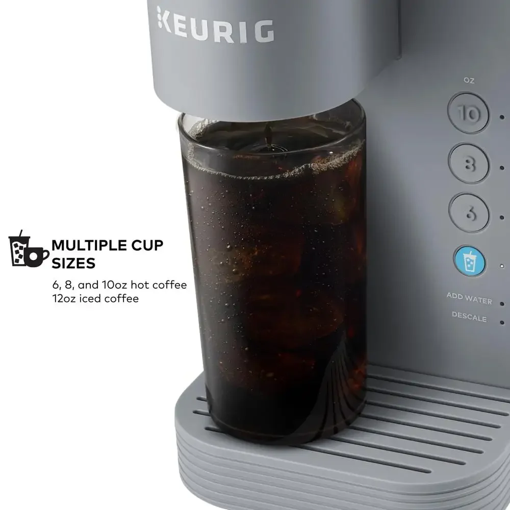 Gray Single-Serve K-Cup Pod Coffee Maker with Reusable Tumbler Brew Over Ice Button 36oz Removable Reservoir 3 Cup Sizes  My 5