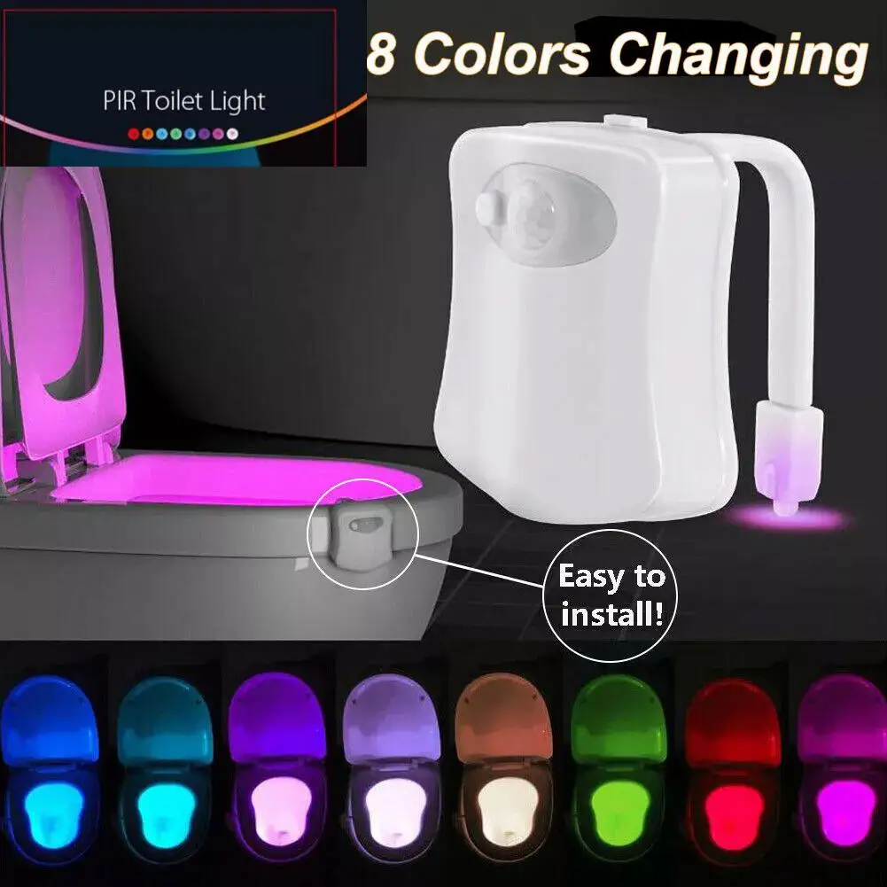 Multi Color Toilet Sensor Light Toilet Night Light PIR Motion Sensor Lights LED Washroom Night Lamp For Bathroom 8 Colors