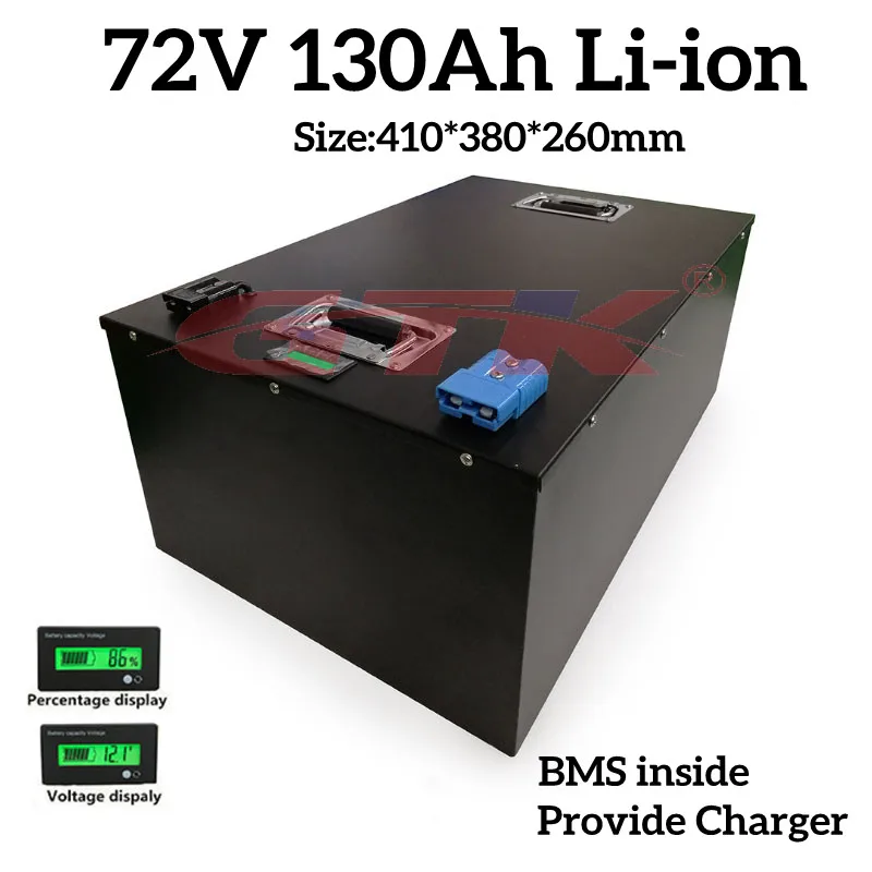 

GTK 72V 130Ah Lithium li ion battery with BMS for 7000w UPS Scooter Bicycle Marine RV sightseeing cars+10A Charger