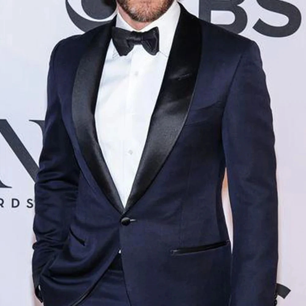 Men's 2 Piece (Jacket+Pants)Men Suit Shawl Lapel One Button Tuxedo for Party Business Prom Leisure