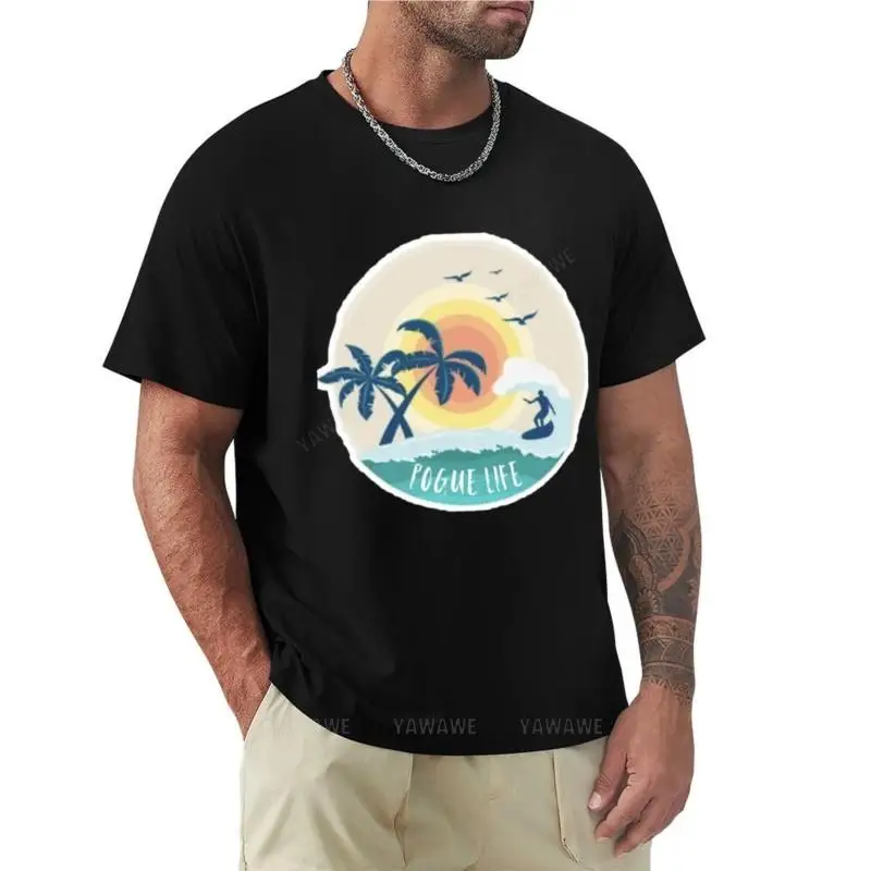 Pogue Life, Obx, Banche Esterne, T-Shirt Grafica Retrò Maglietta Nera Magliette Pesanti Magliette Oversize Per Uomo