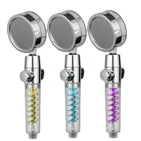 New High Pressure Shower Head Twin Turbocharged Shower Head Handheld Turbo Fan Propeller Shower One-key Stop Massage Showerhead 2