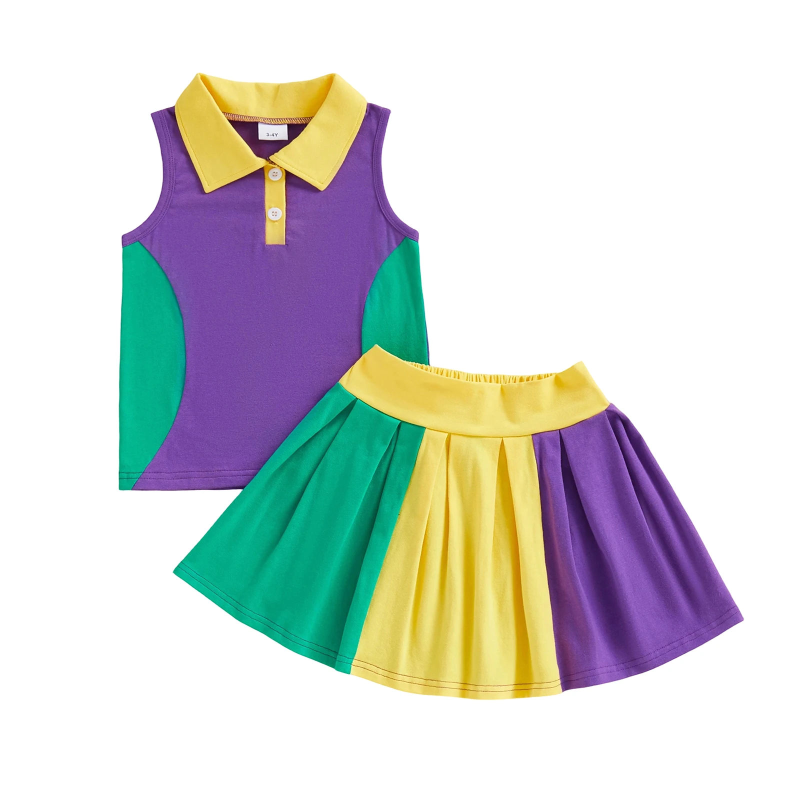 Adorable Infant Girls Outfit Stylish Carnival Theme Sleeveless Top and Skirt Set for a Trendy Look 2Pcs Costume