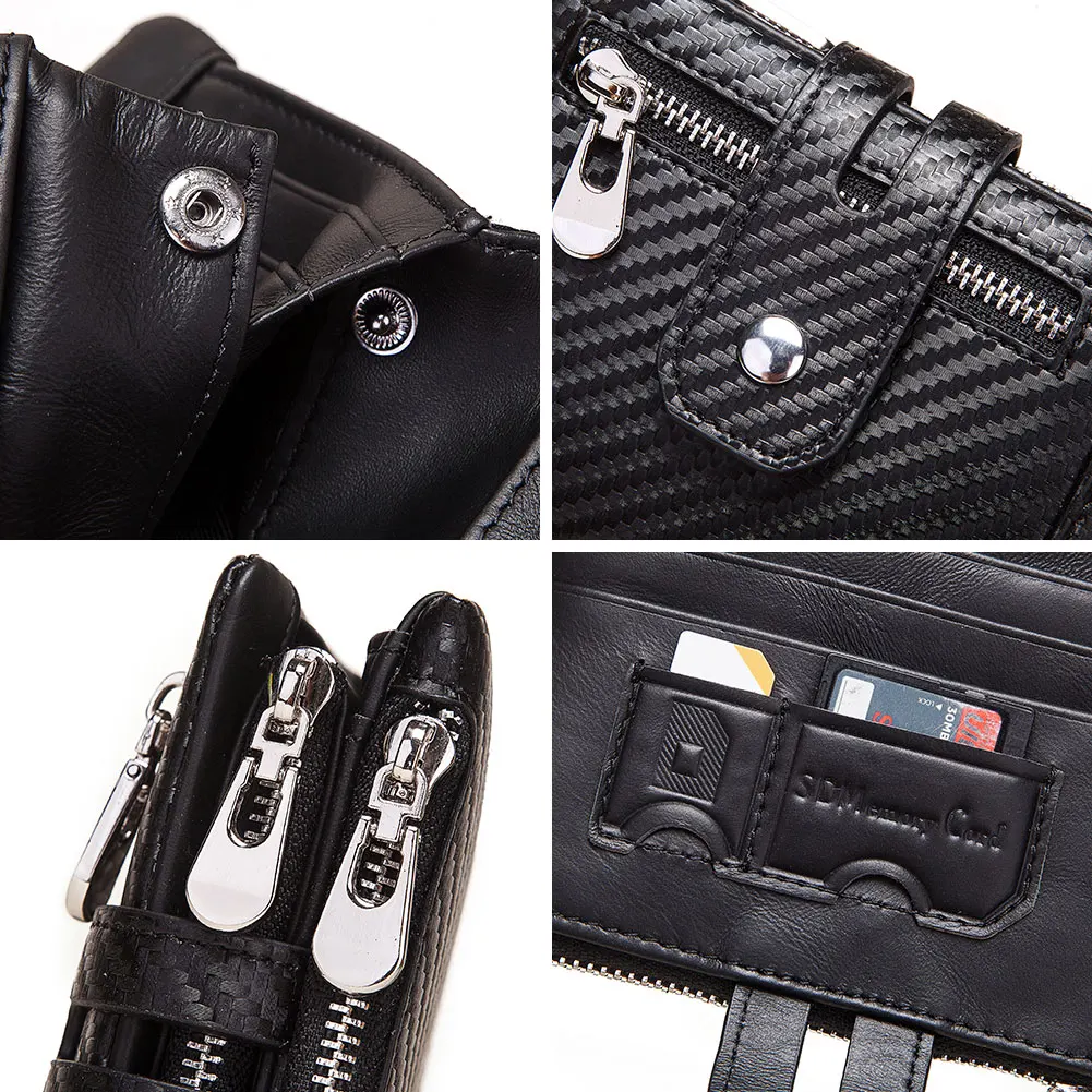 Carbon Fiber Men Wallets RFID Blocking Credit Card Holder Purse High Quality Bifold Male Money Bags carteras Short - 6