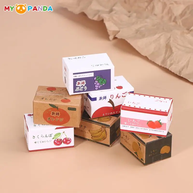 

1/12 Dollhouse Paper Boxes Model Simulation Mini Supermarket Fruit Cardboard Boxes Dollhouse Supermarket Scene Decor Accessories