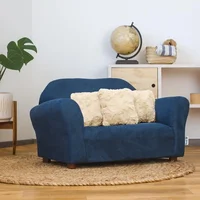 Plush children's sofa with decorative pillows, navy blue set of 4 in pine 1