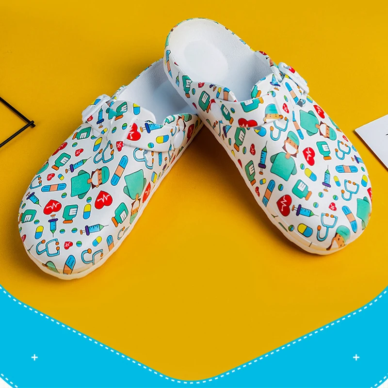 Print Medical Clogs Slip Resistant Doctor and Nurse Slippers Ultra Light Dentist Veterinary Footwear Premium Surgical Shoes YC-1 2
