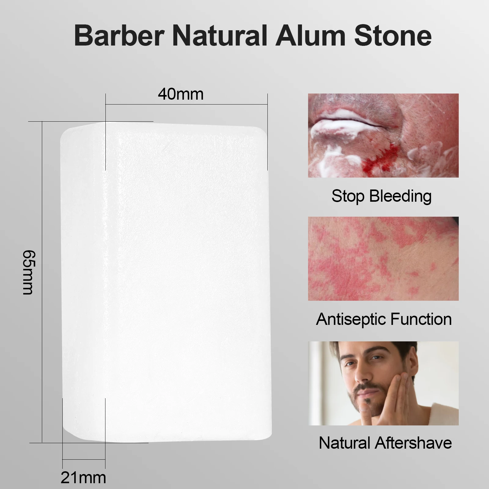 Alum Stone Natural Odourless After Shave Deodorant Alternative Soothes the Skin After Shaving Barber Stop Bleeding Item