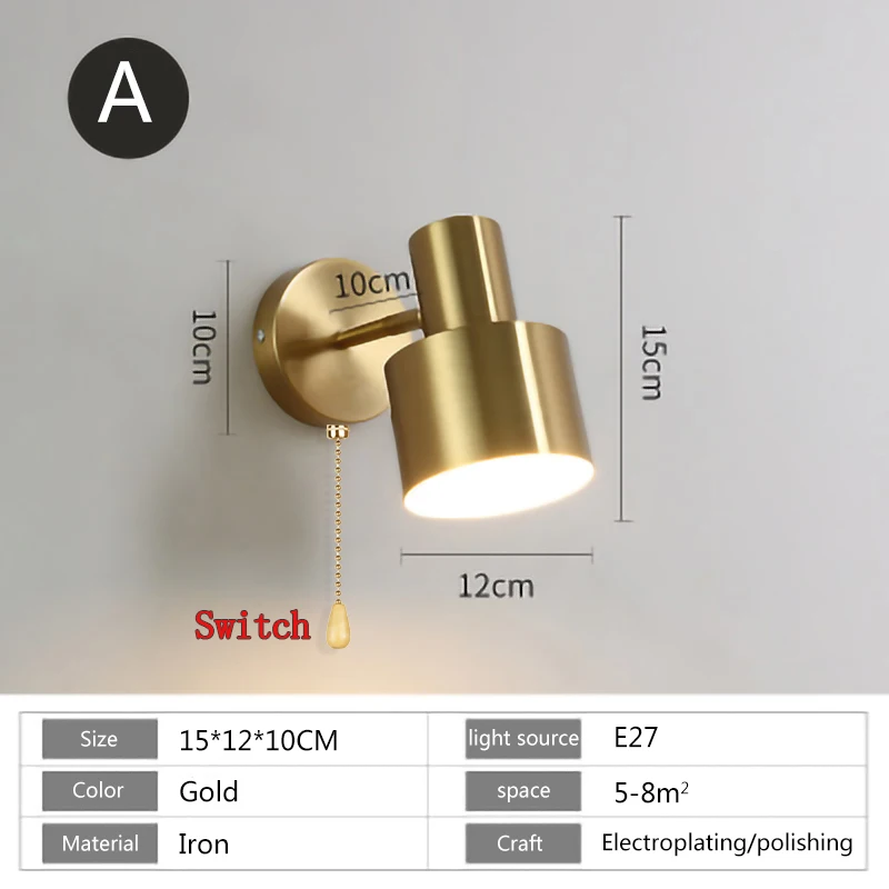 Nordic modern wall lamp E27 LED sconce light gold black indoor lighting home decor kitchen bedroom living room bedside decorate wall sconce lighting Wall Lamps