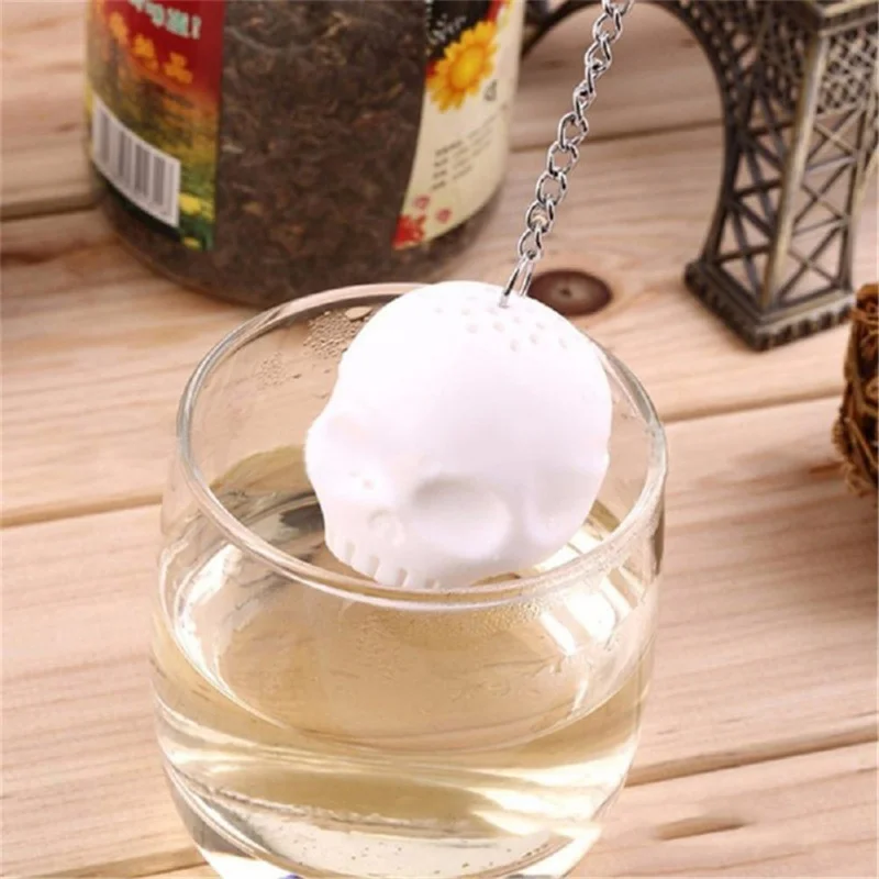 tea infuser tea strainer tea filter Creative Skull Head Shape Silicone Tea Infuser Tea Strainer Bag Scented Reusable Cartoon Model Brewing Kitchen Tool