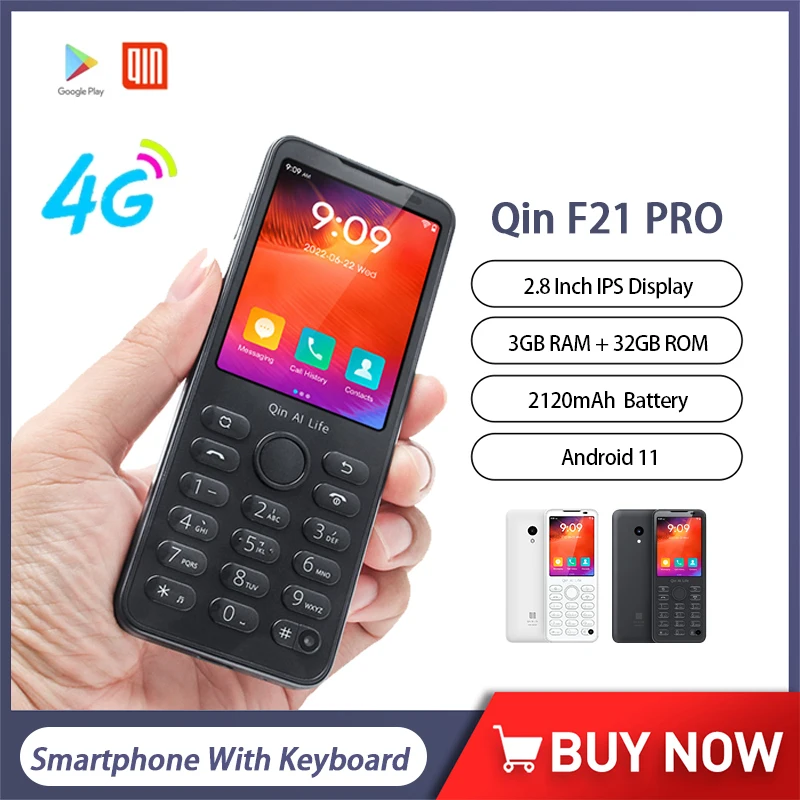 Qin F21 Pro Smart Touch Screen Phone 2.8 Pollici Mini Smartphone Android 11 3Gb + 32Gb 2120Mah 5Mp Smartphone Economici Con Tastiera